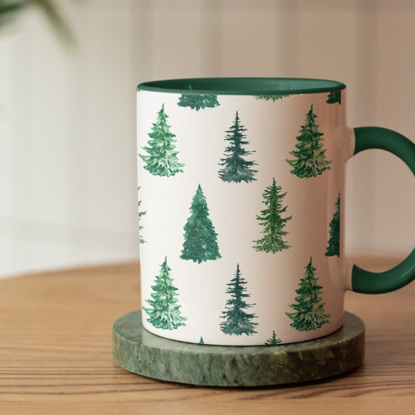 Evergreen Winter Tree Mug 11oz | Hand-drawn Illustration Christmas Gift Mug | 2022 Winter Green Mug Collection