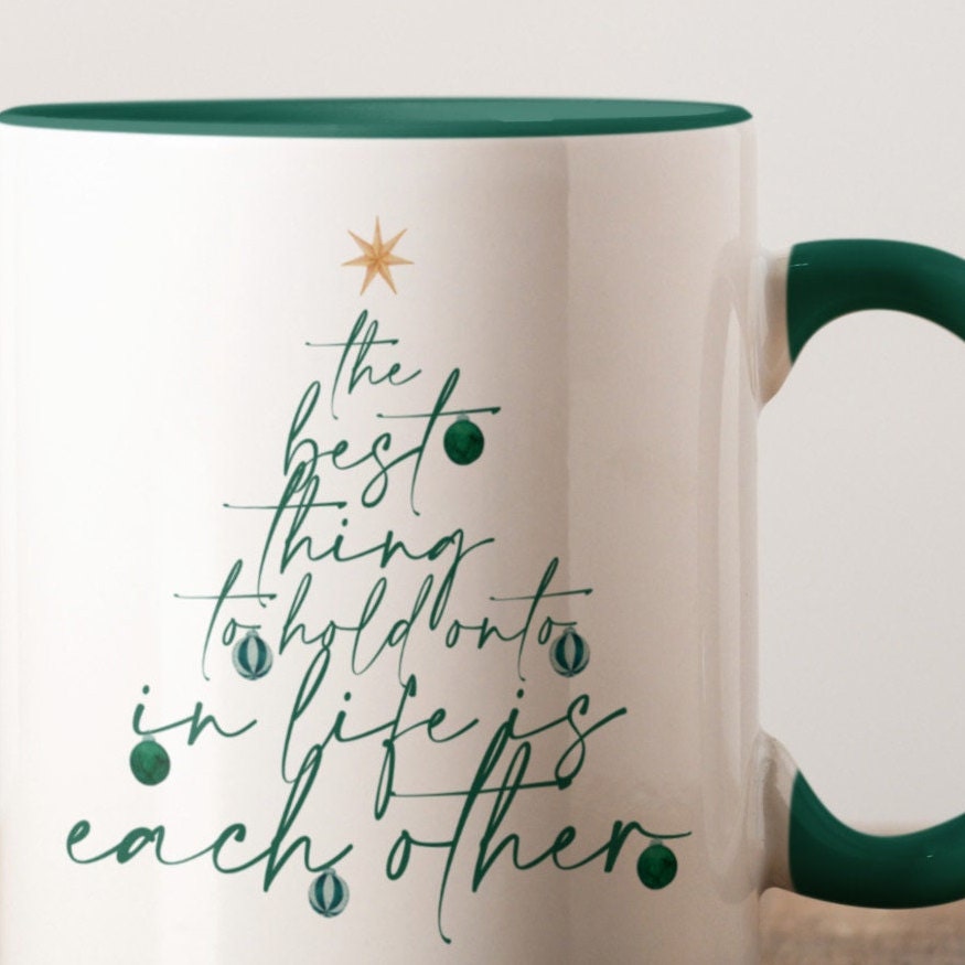 Christmas Tree Lettering Red Mug 11oz | Hand-drawn Illustration Christmas Quote Gift Mug | 2022 Winter Mug Collection