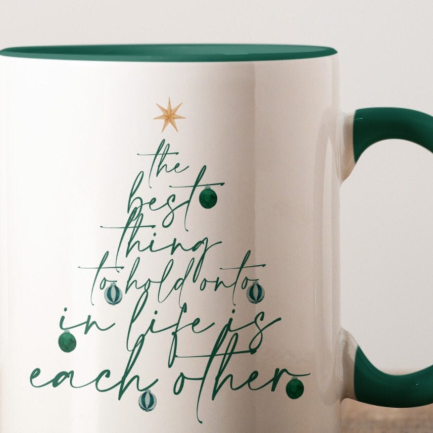 Christmas Lettering Red & Green Mug 11oz | Christmas Quote Tree Gift Mug Set | Secret Santa Gift for Friends, Family, Coworkers