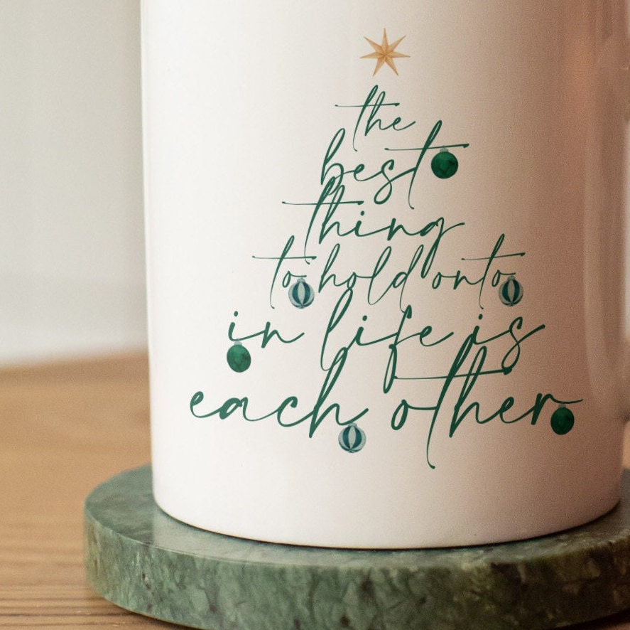 Christmas Tree Lettering Red Mug 11oz | Hand-drawn Illustration Christmas Quote Gift Mug | 2022 Winter Mug Collection