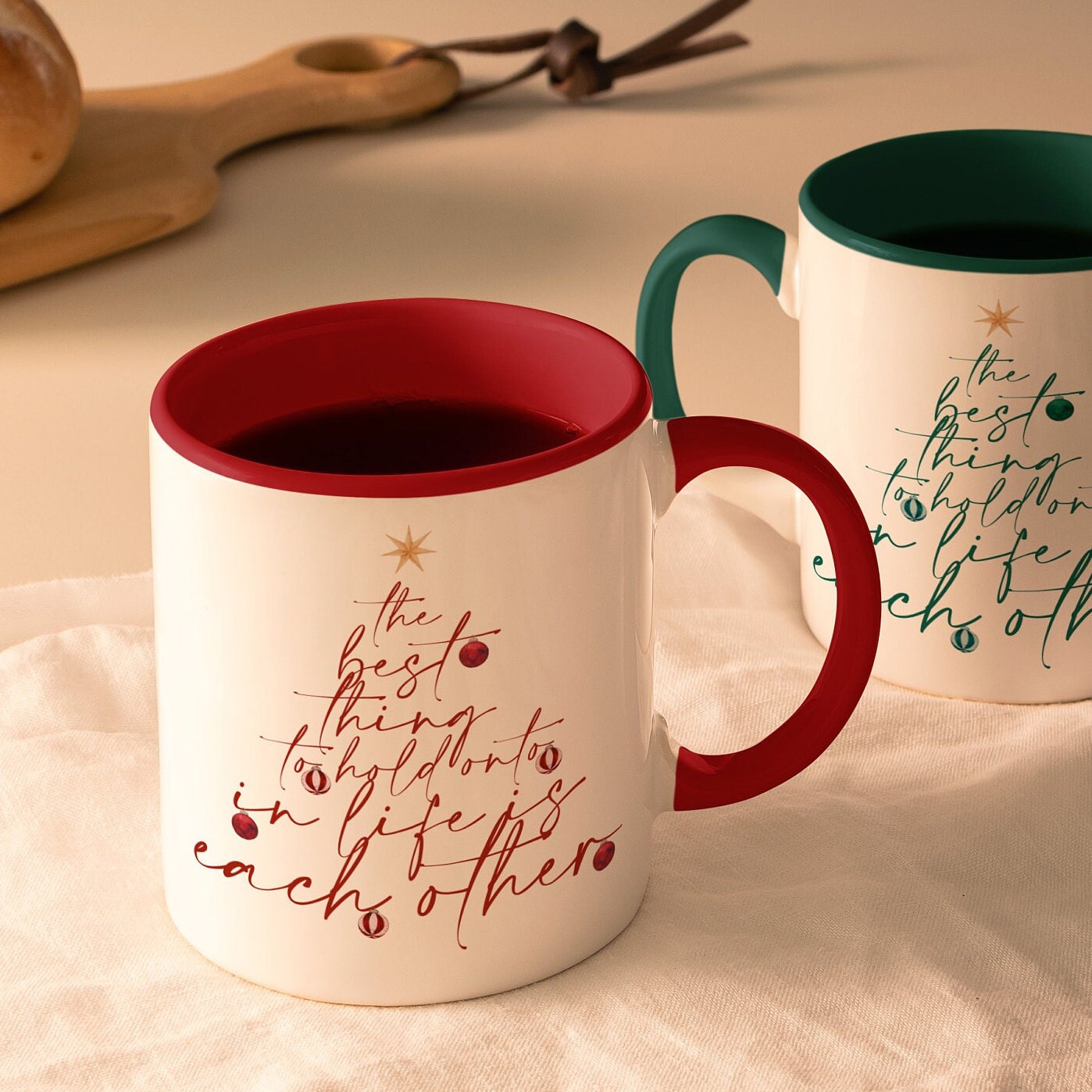 Christmas Tree Lettering Red Mug 11oz | Hand-drawn Illustration Christmas Quote Gift Mug | 2022 Winter Mug Collection