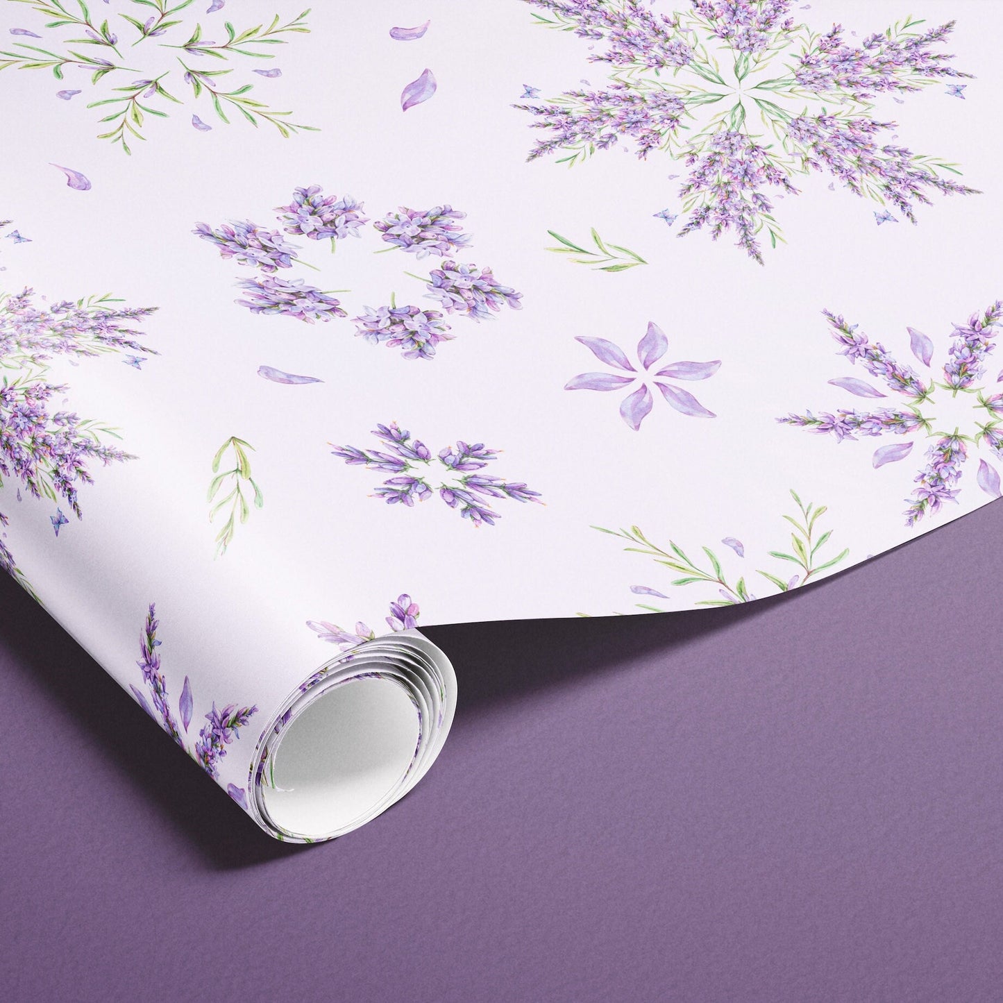Lavender Snowflake Blossom Purple Wrapping Paper Rolls | Botanic Snowflake Gift Wrap Collection | Violet Purple Holiday Decoration