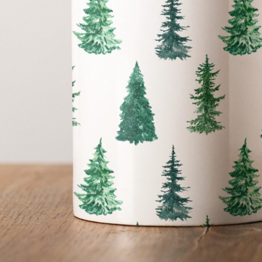 Evergreen Winter Tree Mug 11oz | Hand-drawn Illustration Christmas Gift Mug | 2022 Winter Green Mug Collection