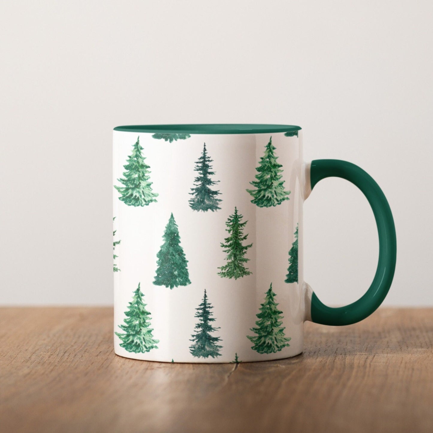 Evergreen Winter Tree Mug 11oz | Hand-drawn Illustration Christmas Gift Mug | 2022 Winter Green Mug Collection