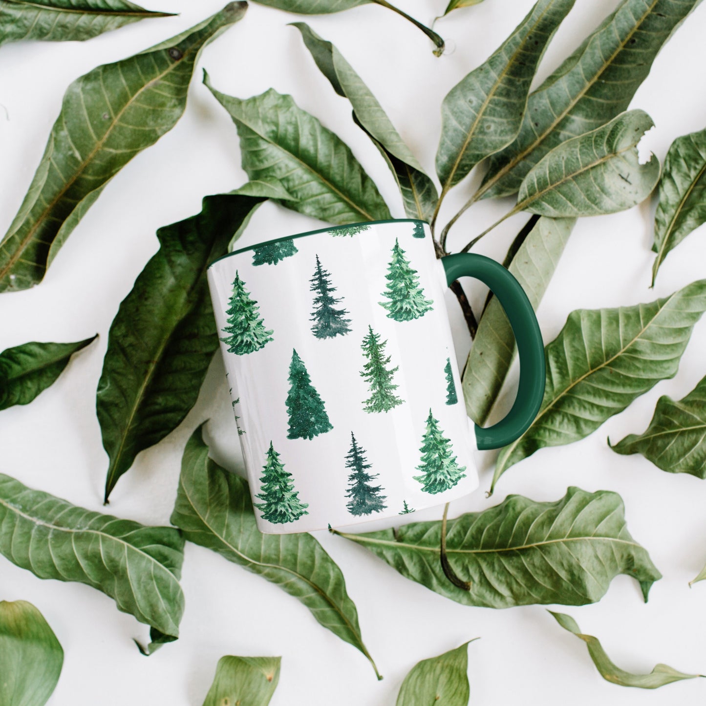 Evergreen Winter Tree Mug 11oz | Hand-drawn Illustration Christmas Gift Mug | 2022 Winter Green Mug Collection