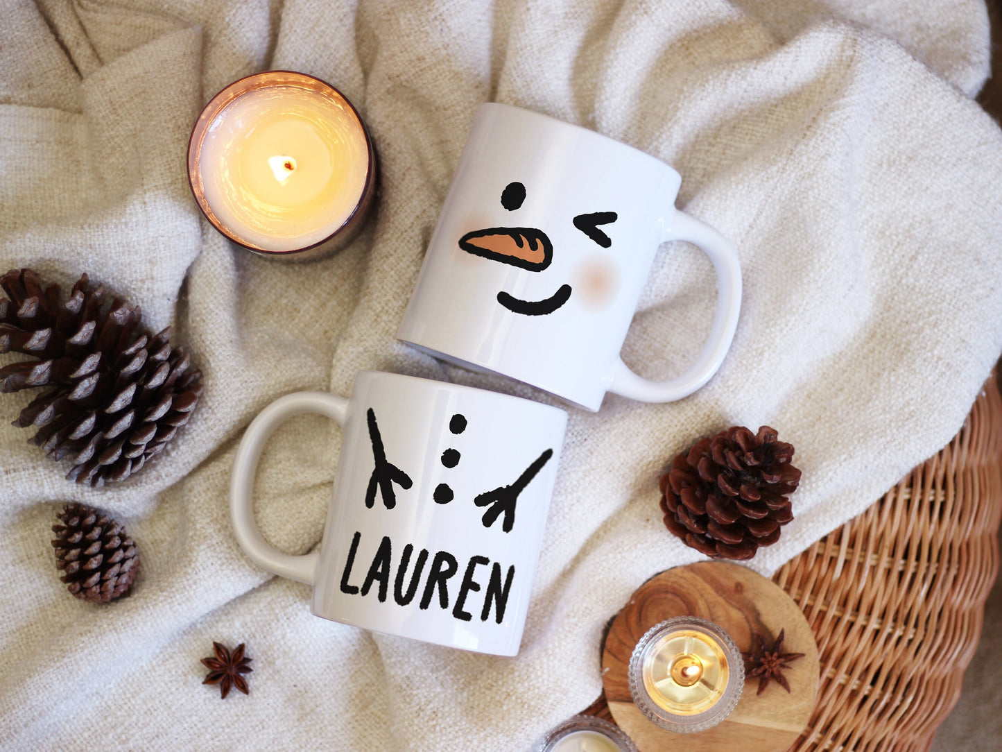 Jumbo Snowman Mugs with Personalized Name | 20oz Large Mugs with Customized Snowman for Christmas Gift, Secret Santa Gift