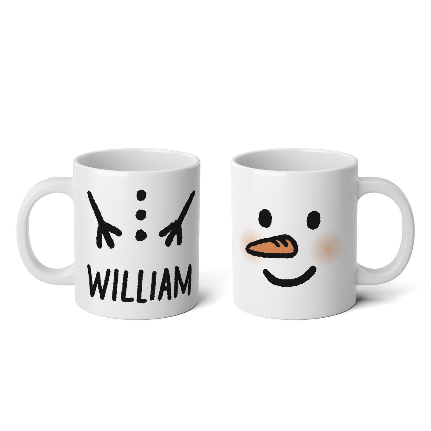 Jumbo Snowman Mugs with Personalized Name | 20oz Large Mugs with Customized Snowman for Christmas Gift, Secret Santa Gift