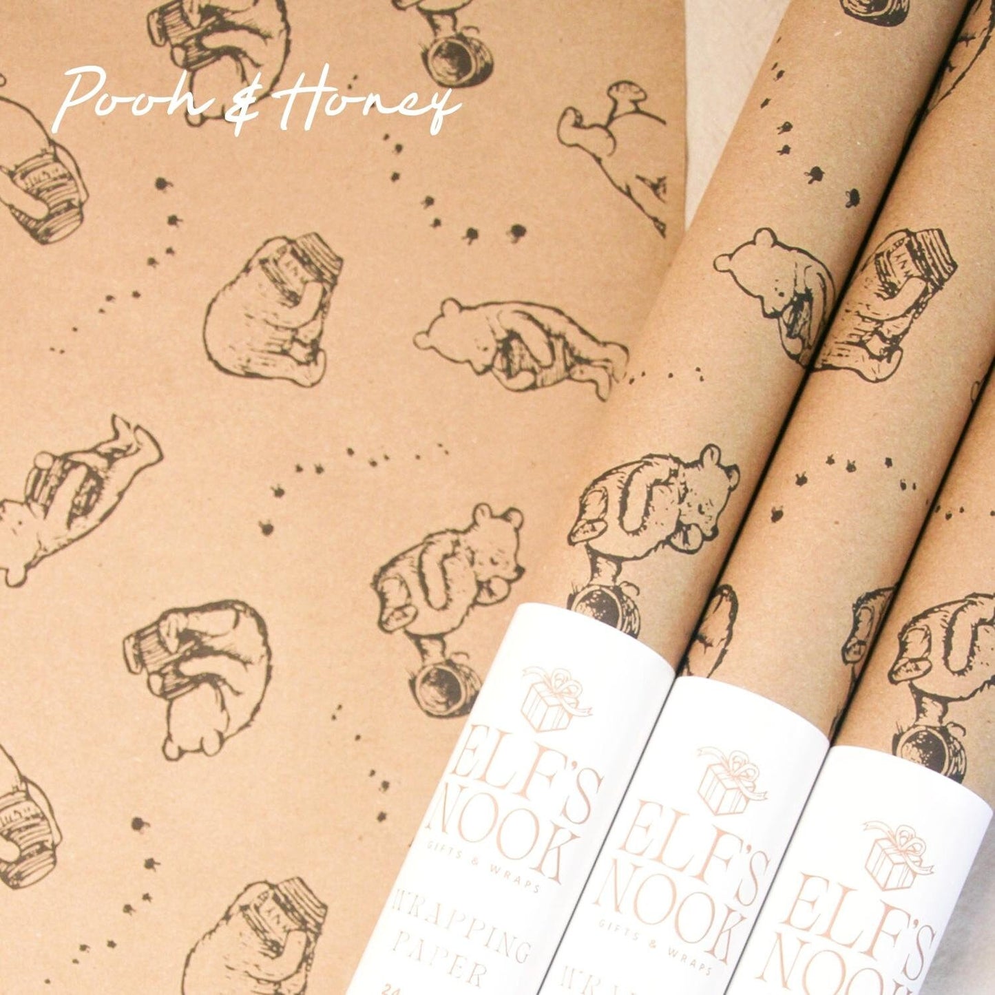 Winnie-the-Pooh Pack of 3 Eco Gift Wrapping Paper Rolls | Vintage Classic Illustration Recycled Gift Wraps for Christmas, Birthday & Party