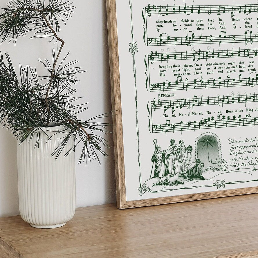 The First Noel Printable Vintage Sheet Music | Christmas Hymn Carol Sheet Music Collection for Song Practice, Holiday Decor - Vintage Green