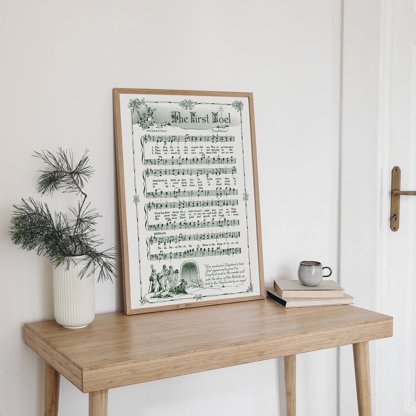 The First Noel Printable Vintage Sheet Music | Christmas Hymn Carol Sheet Music Collection for Song Practice, Holiday Decor - Vintage Green