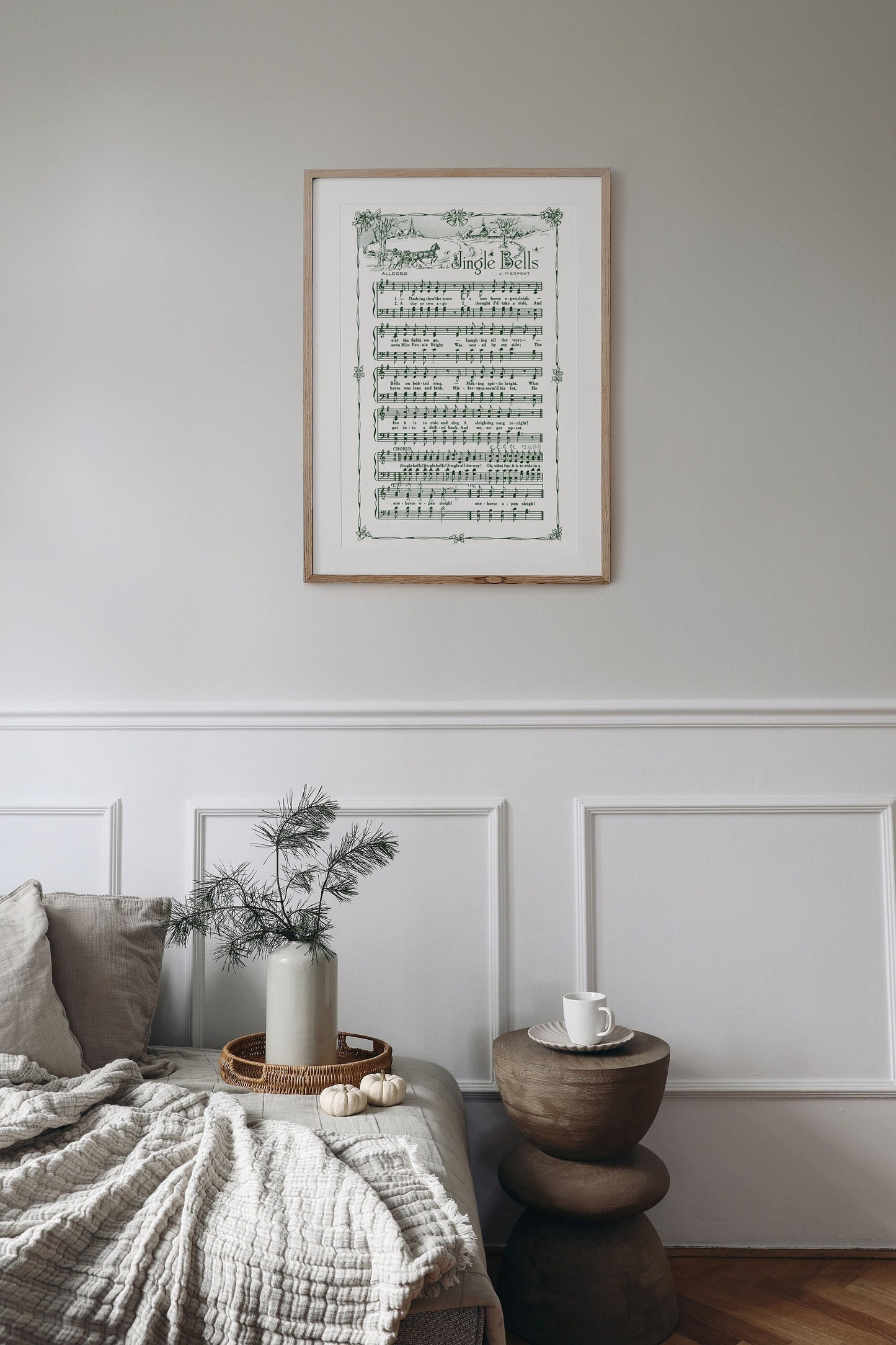 Jingle Bells Printable Vintage Sheet Music | Christmas Carol Hymn Sheet Music Collection for Song Practice, Holiday Decor - Vintage Green