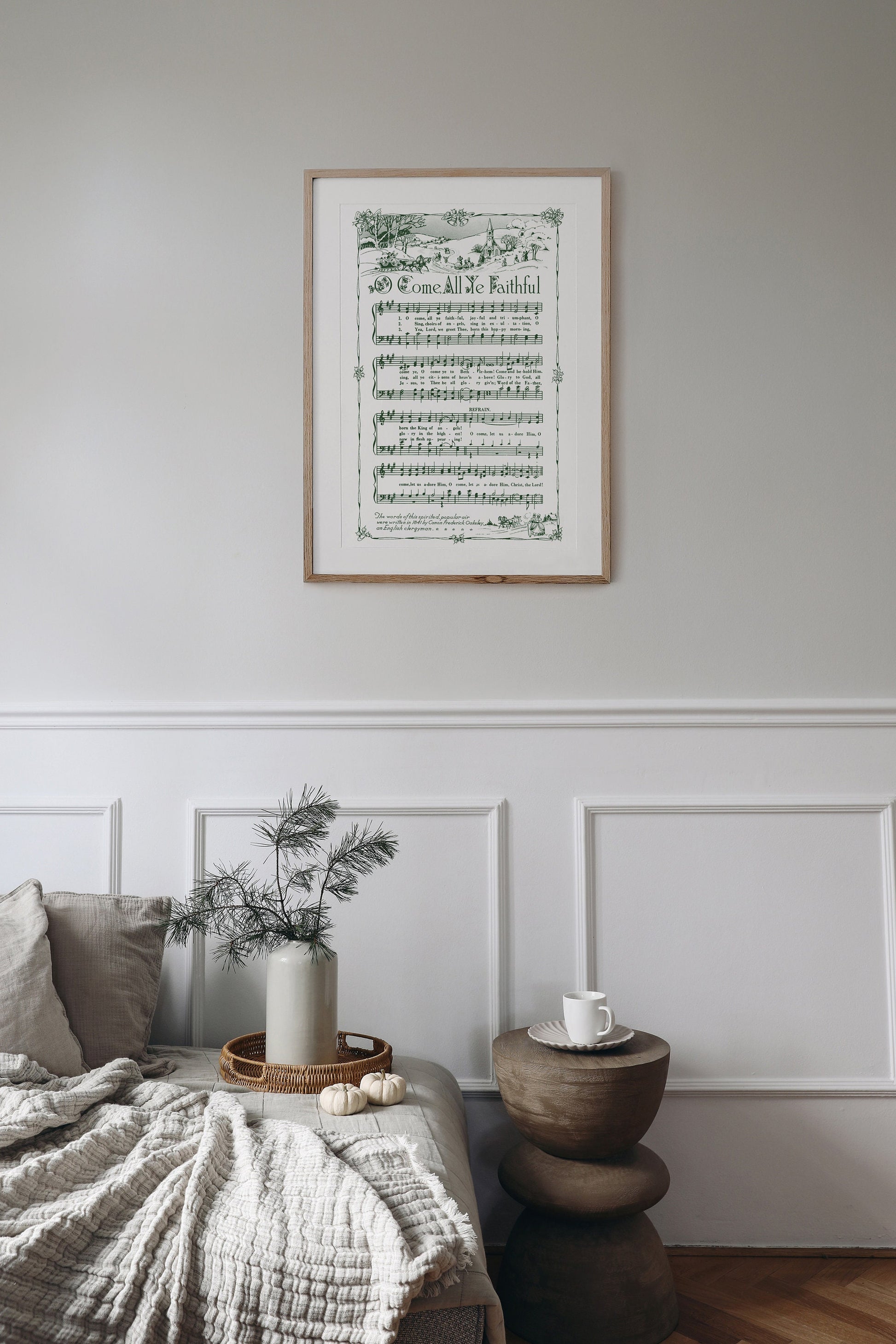 O Come All Ye Faithful Printable Vintage Sheet Music | Christmas Song Carol Hymn Sheet Music Collection for Holiday Decor - Vintage Green