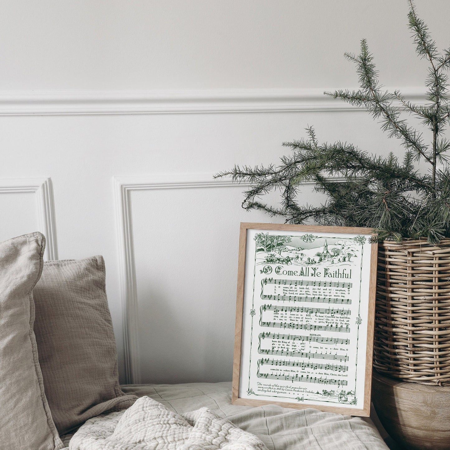 O Come All Ye Faithful Printable Vintage Sheet Music | Christmas Song Carol Hymn Sheet Music Collection for Holiday Decor - Vintage Green