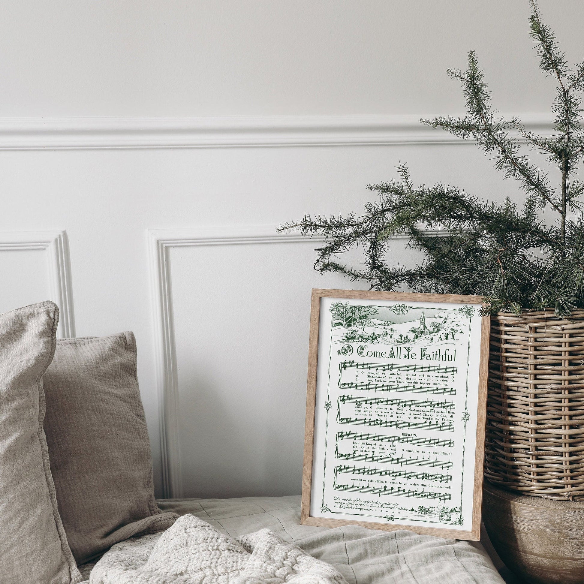 O Come All Ye Faithful Printable Vintage Sheet Music | Christmas Song Carol Hymn Sheet Music Collection for Holiday Decor - Vintage Green