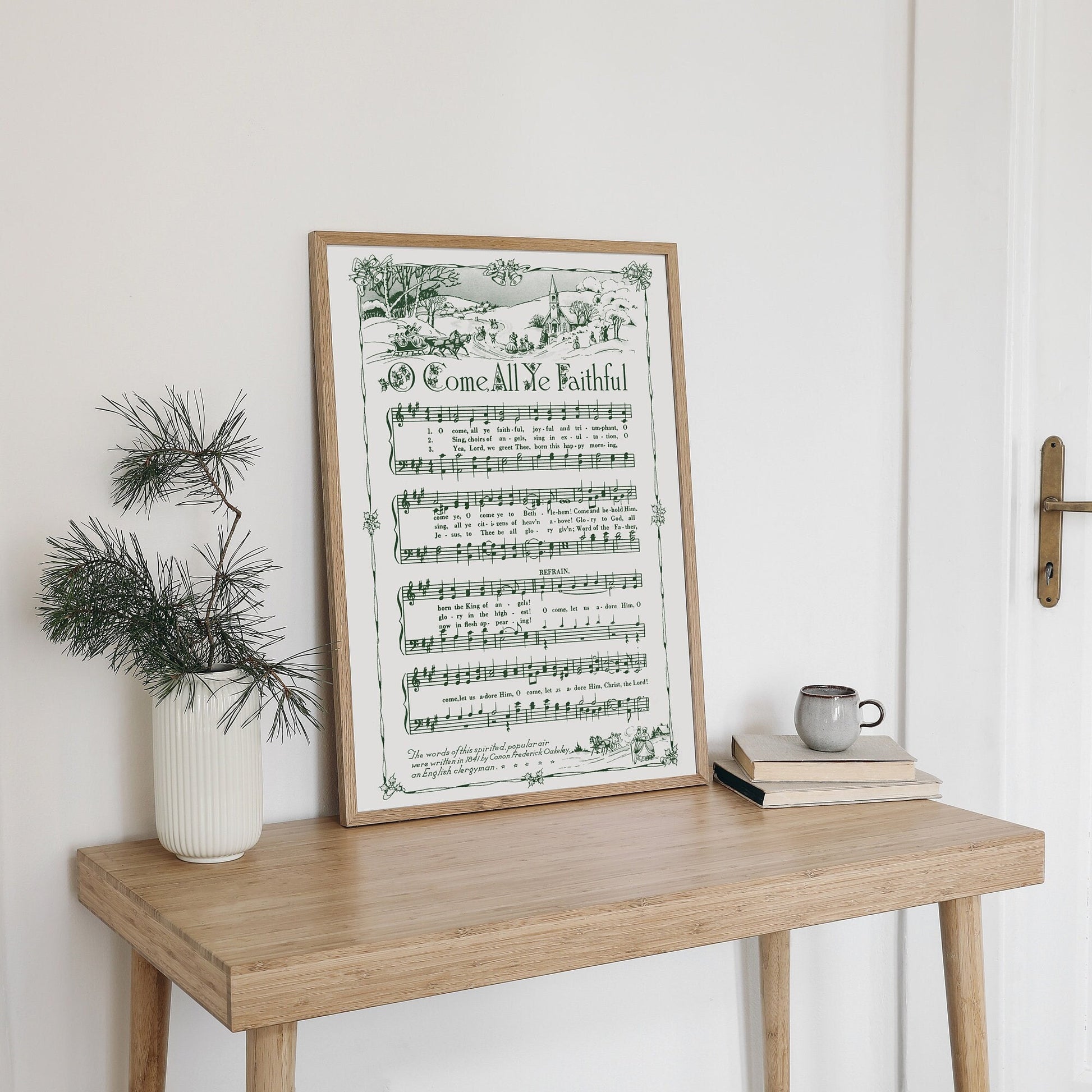O Come All Ye Faithful Printable Vintage Sheet Music | Christmas Song Carol Hymn Sheet Music Collection for Holiday Decor - Vintage Green