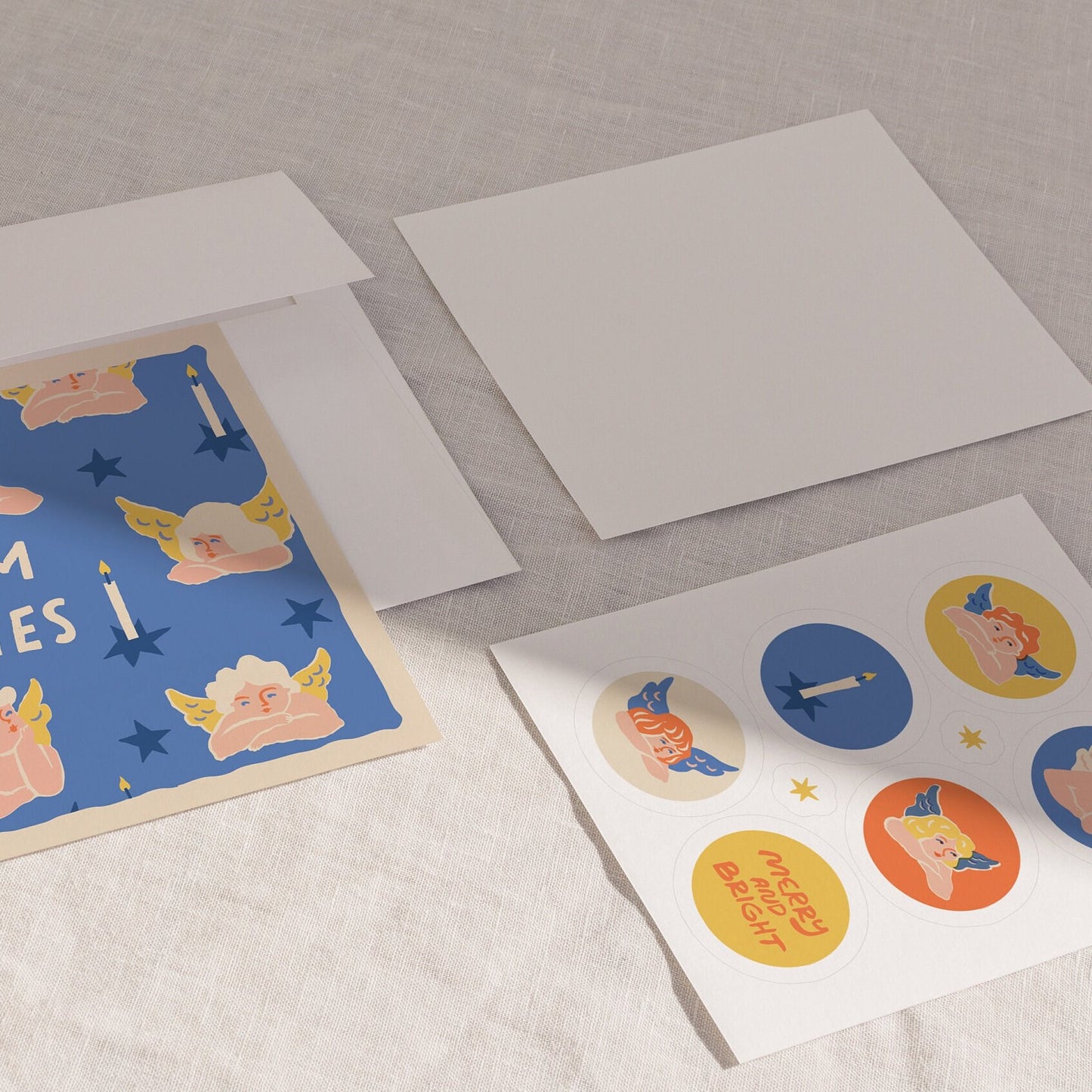 Angels Sticker Sheet For Greeting Card Envelope & Gift Wrapping Seals | Vintage Sticker Set, Magic Christmas Collection