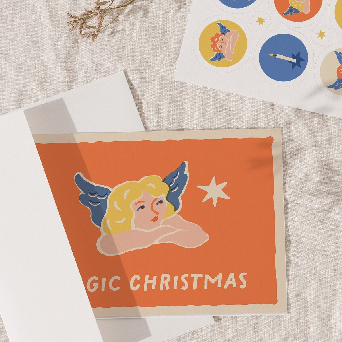 Angel Christmas Greeting Cards With Envelopes | Magic Christmas Premium Vintage Holiday Card Pack | Magic Christmas Collection
