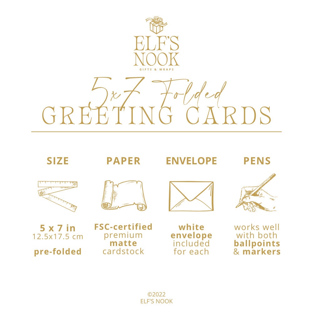 Angel Christmas Greeting Cards With Envelopes | Peach Happy Holiday Premium Vintage Greeting Card Set | Magic Christmas Collection
