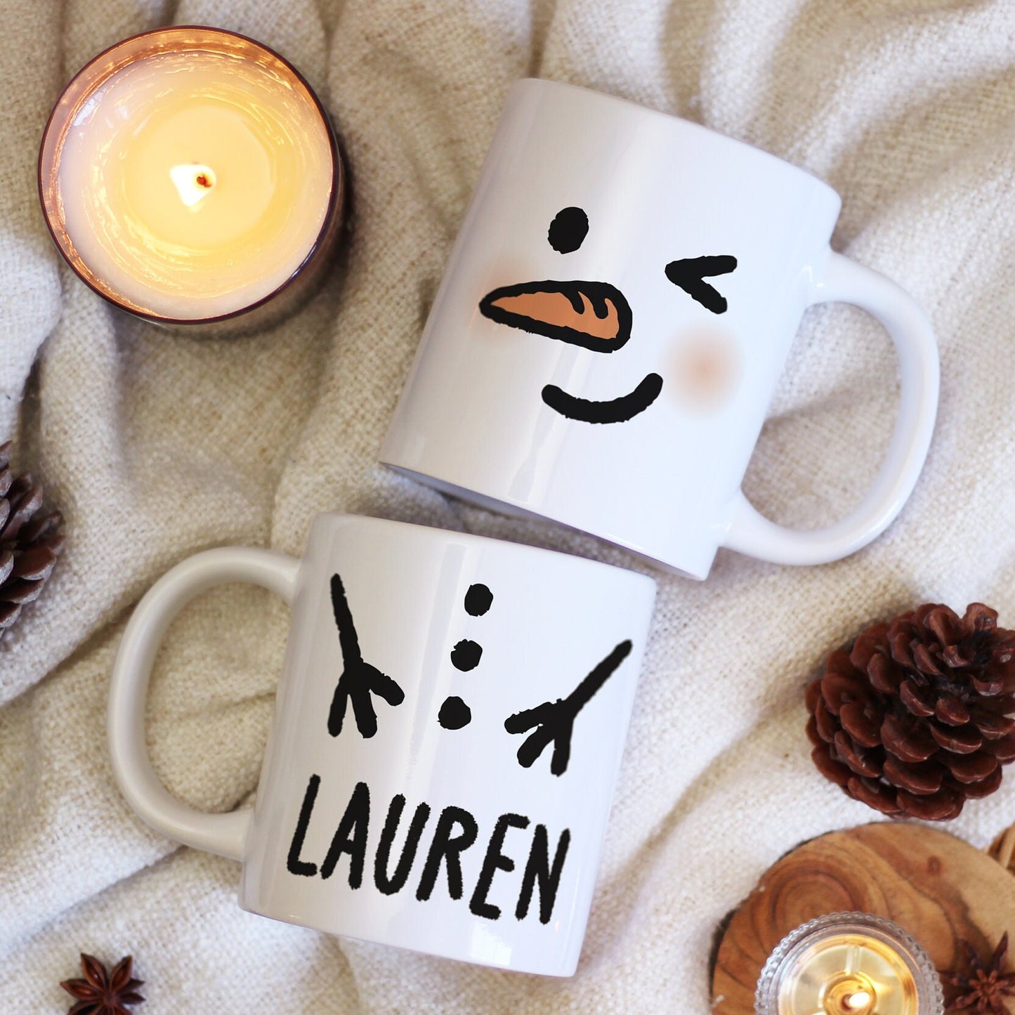 Jumbo Snowman Mugs with Personalized Name | 20oz Large Mugs with Customized Snowman for Christmas Gift, Secret Santa Gift