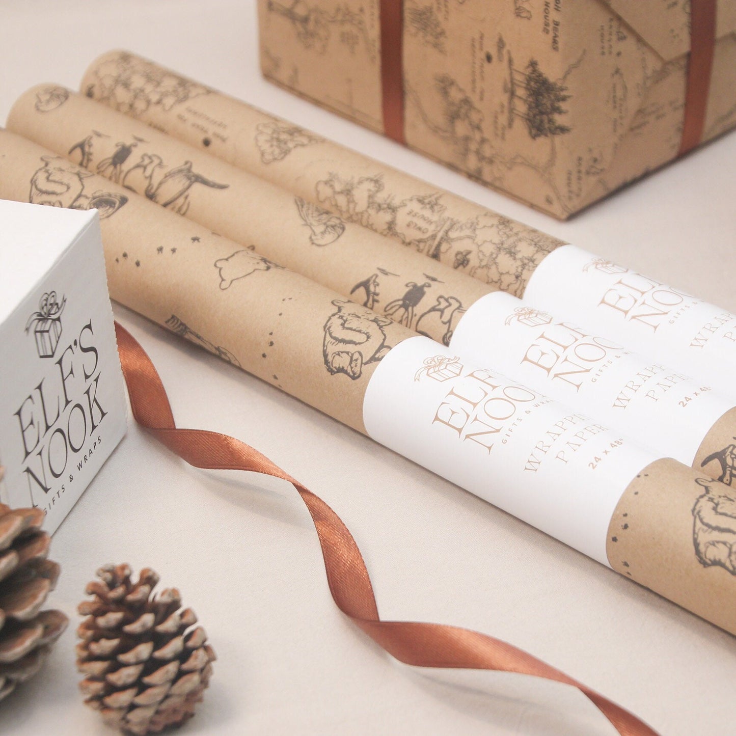 Winnie-the-Pooh Eco Gift Wrap Set | 3 Rolls Vintage Classic Illustration Recycled Wrapping Papers for Christmas, Birthday & Party