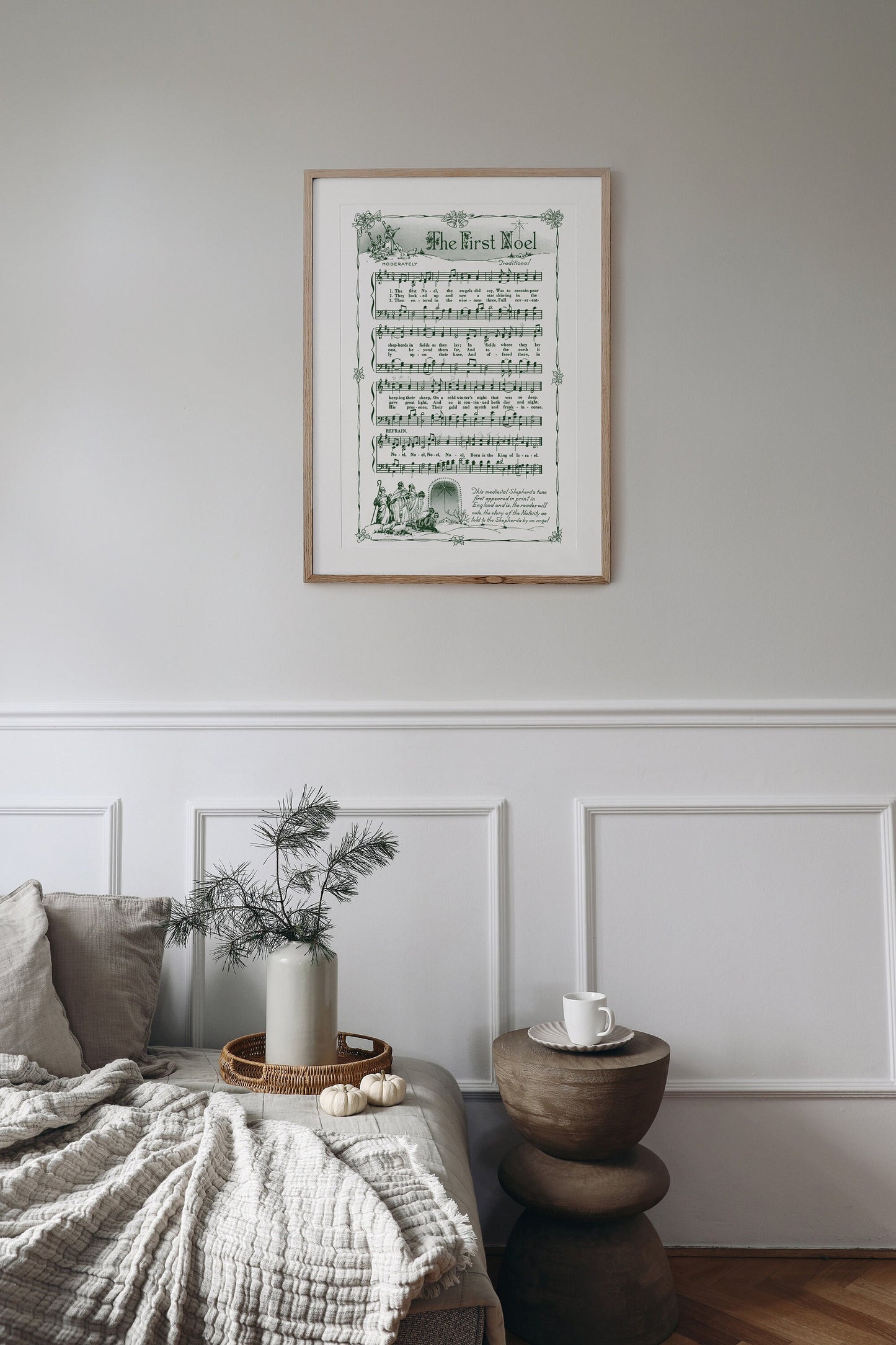 The First Noel Printable Vintage Sheet Music | Christmas Hymn Carol Sheet Music Collection for Song Practice, Holiday Decor - Vintage Green