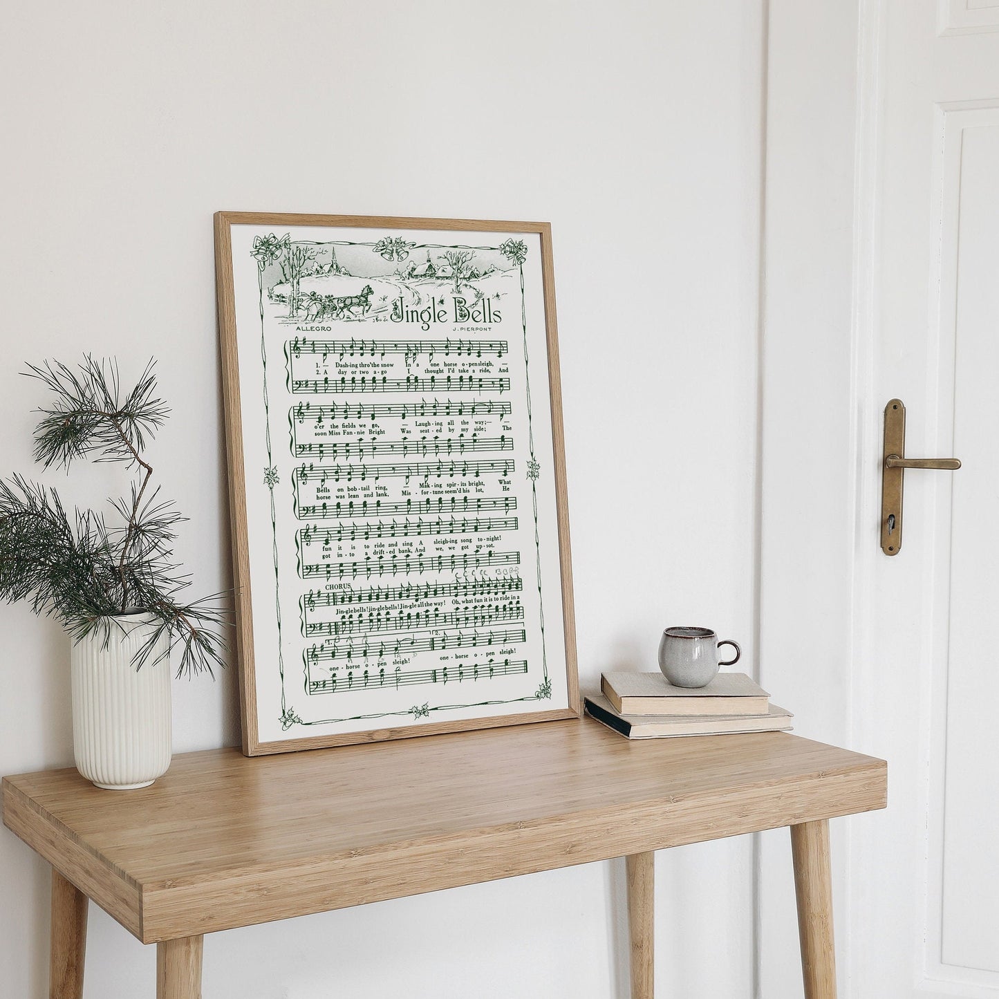 Jingle Bells Printable Vintage Sheet Music | Christmas Carol Hymn Sheet Music Collection for Song Practice, Holiday Decor - Vintage Green