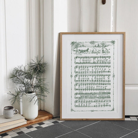 Jingle Bells Printable Vintage Sheet Music | Christmas Carol Hymn Sheet Music Collection for Song Practice, Holiday Decor - Vintage Green