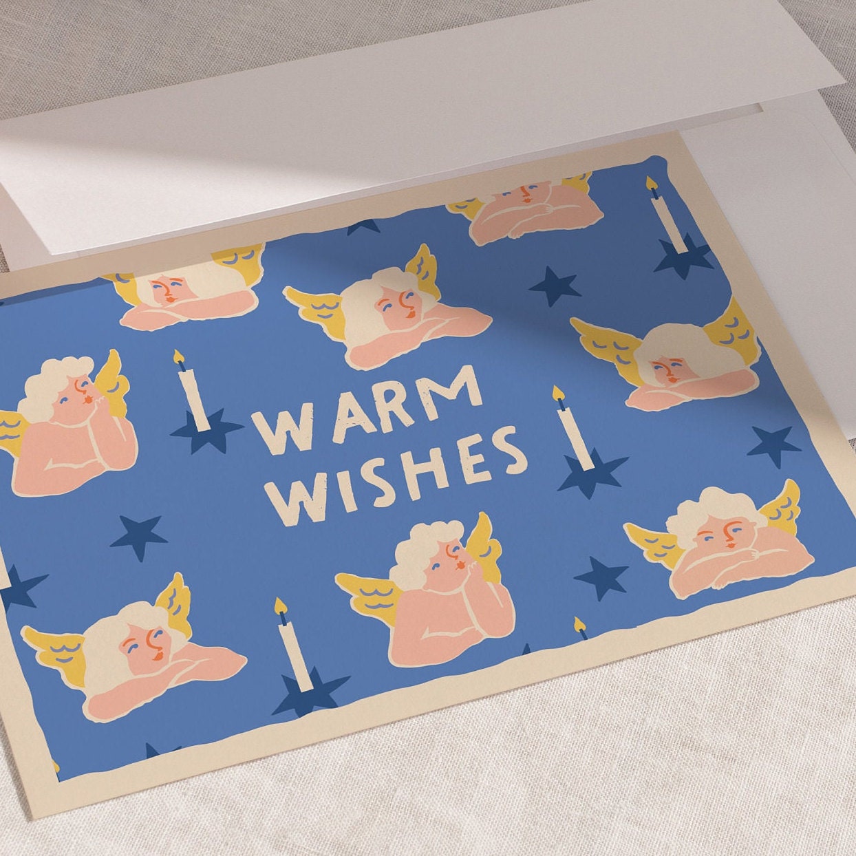 Angels Christmas Greeting Cards With Envelopes | Warm Wishes Premium Vintage Holiday Card Pack | Magic Christmas Collection