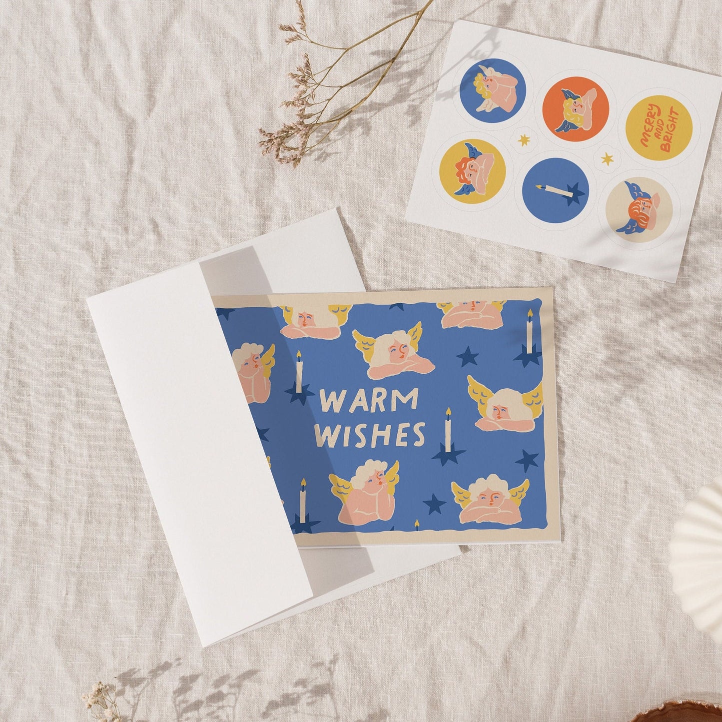 Angels Christmas Greeting Cards With Envelopes | Warm Wishes Premium Vintage Holiday Card Pack | Magic Christmas Collection