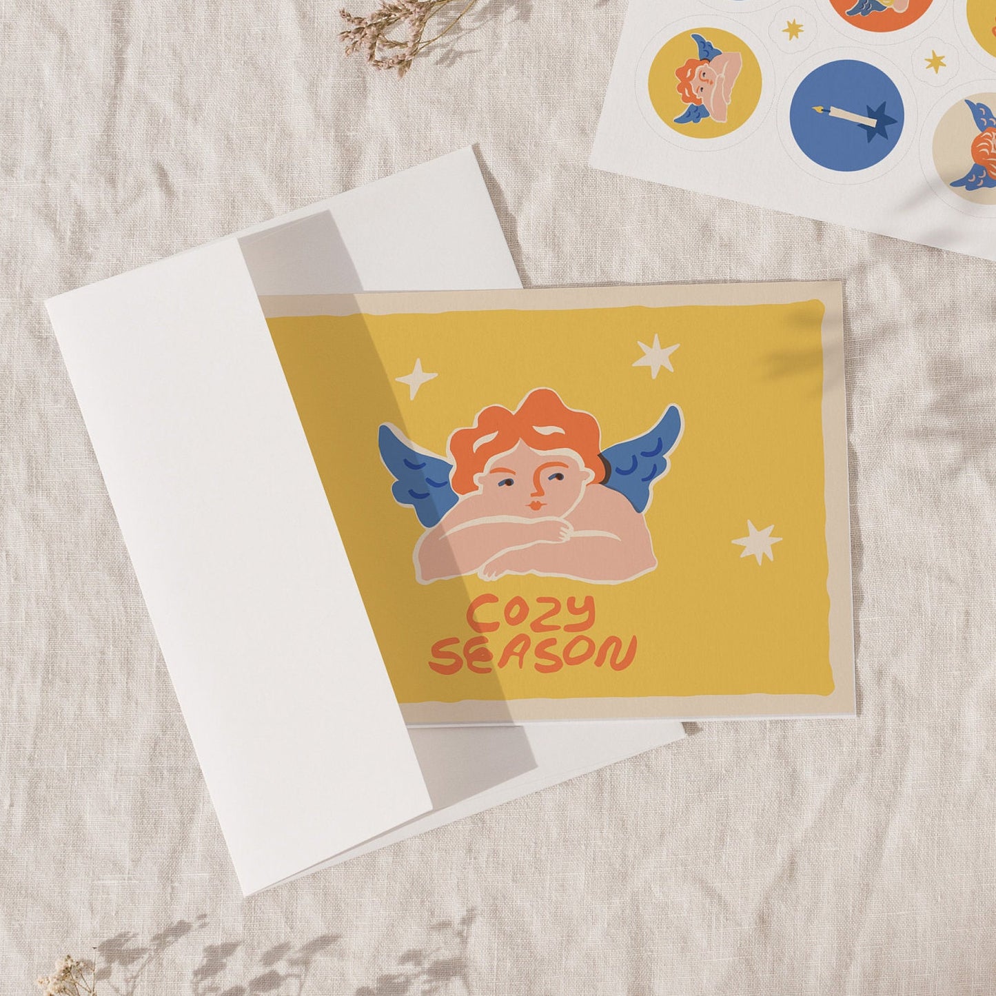 Angel Christmas Greeting Cards With Envelopes | Cozy Season Premium Vintage Holiday Card Pack | Magic Christmas Collection