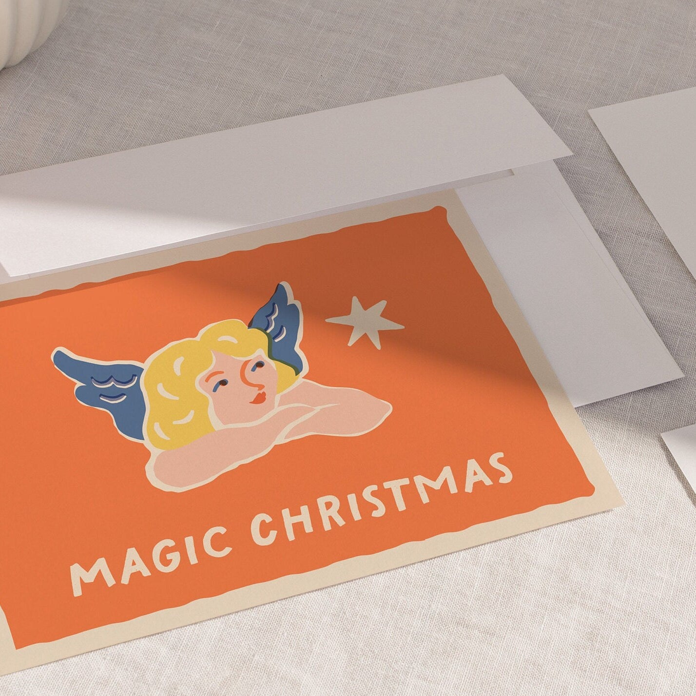 Angel Christmas Greeting Cards With Envelopes | Magic Christmas Premium Vintage Holiday Card Pack | Magic Christmas Collection