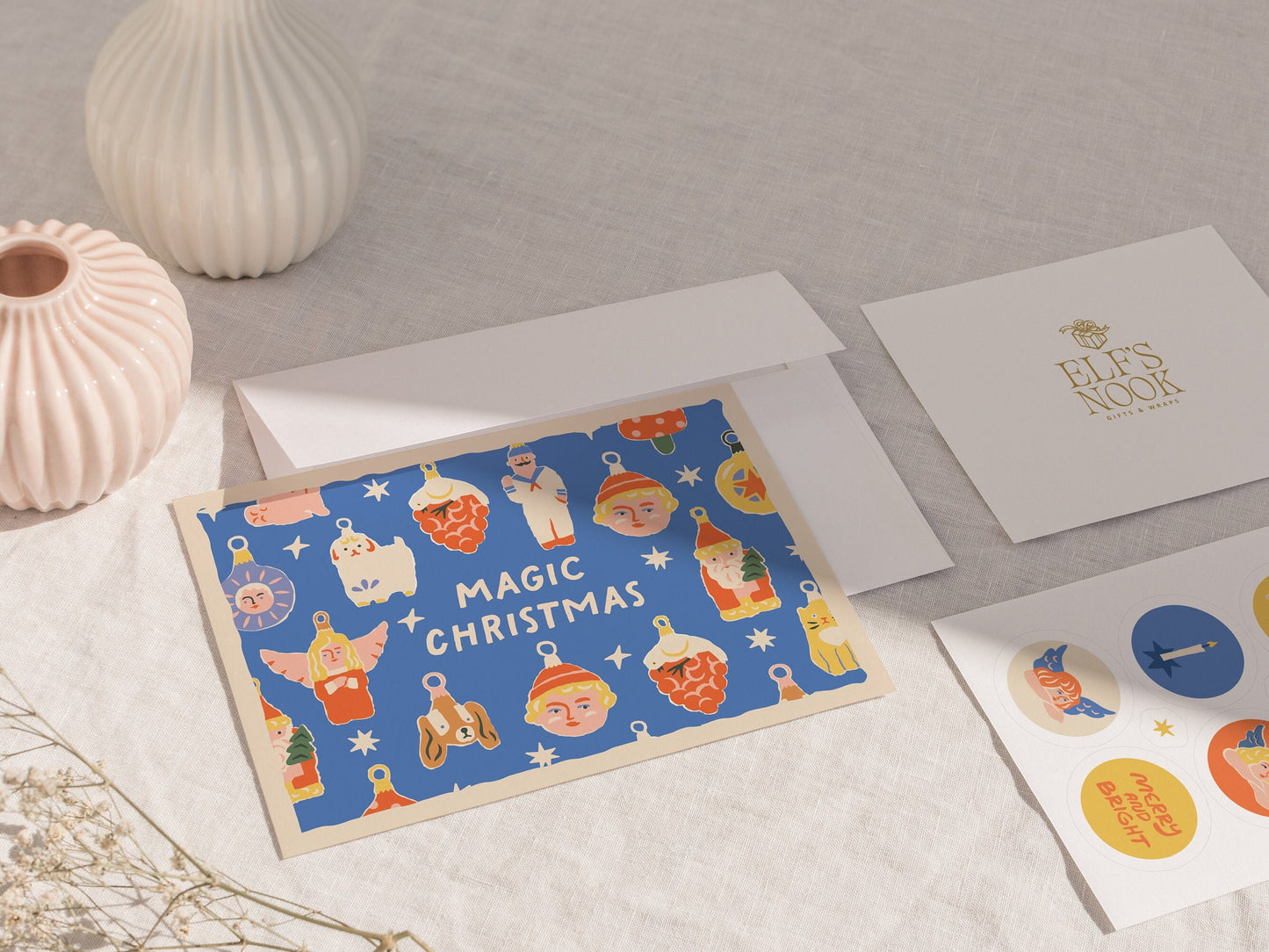 Magic Christmas Greeting Cards With Envelopes | Premium Vintage Holiday Card Pack, Set Of 5, 10, 25, 50