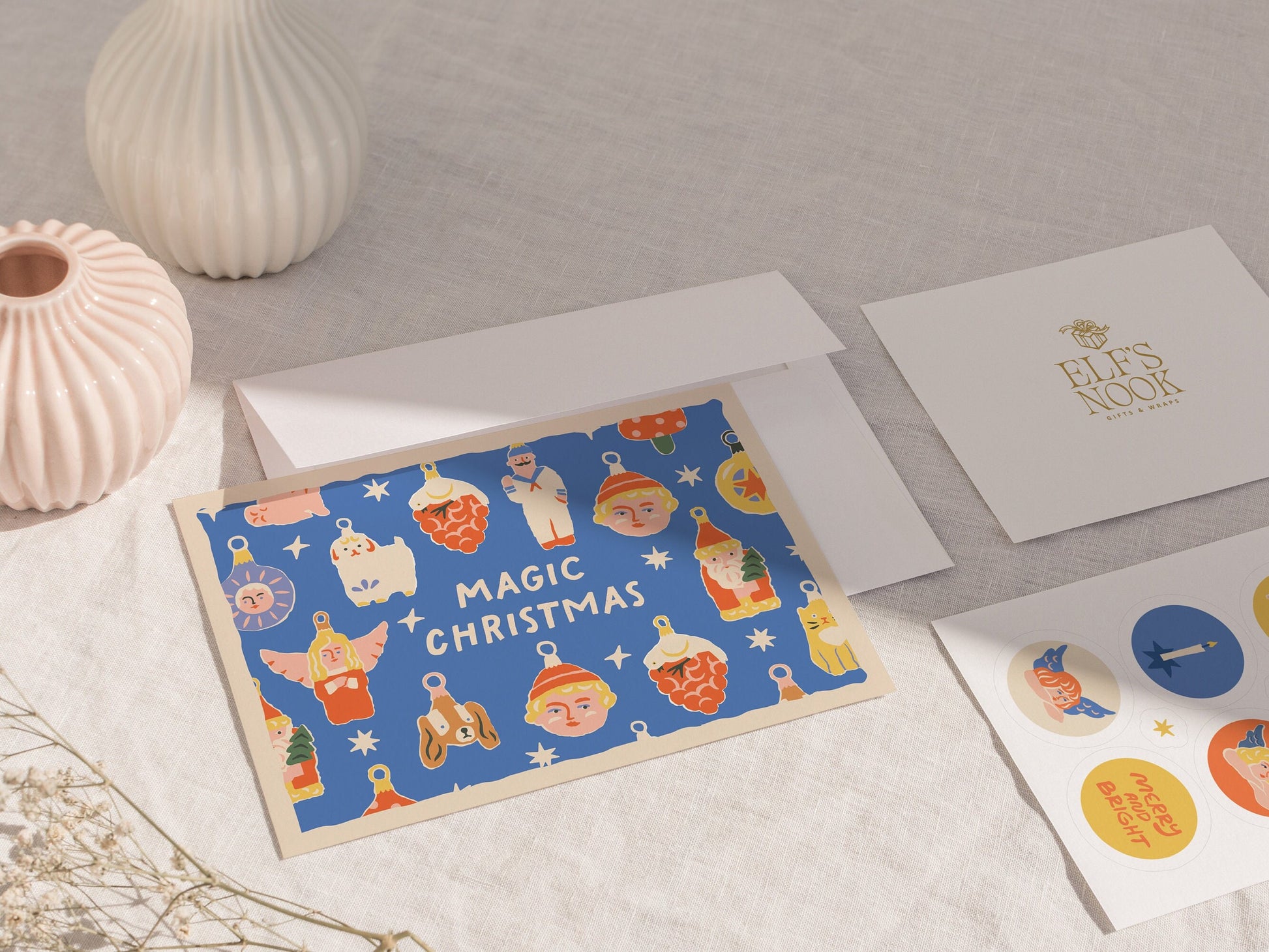 Magic Christmas Greeting Cards With Envelopes | Premium Vintage Holiday Card Pack, Set Of 5, 10, 25, 50
