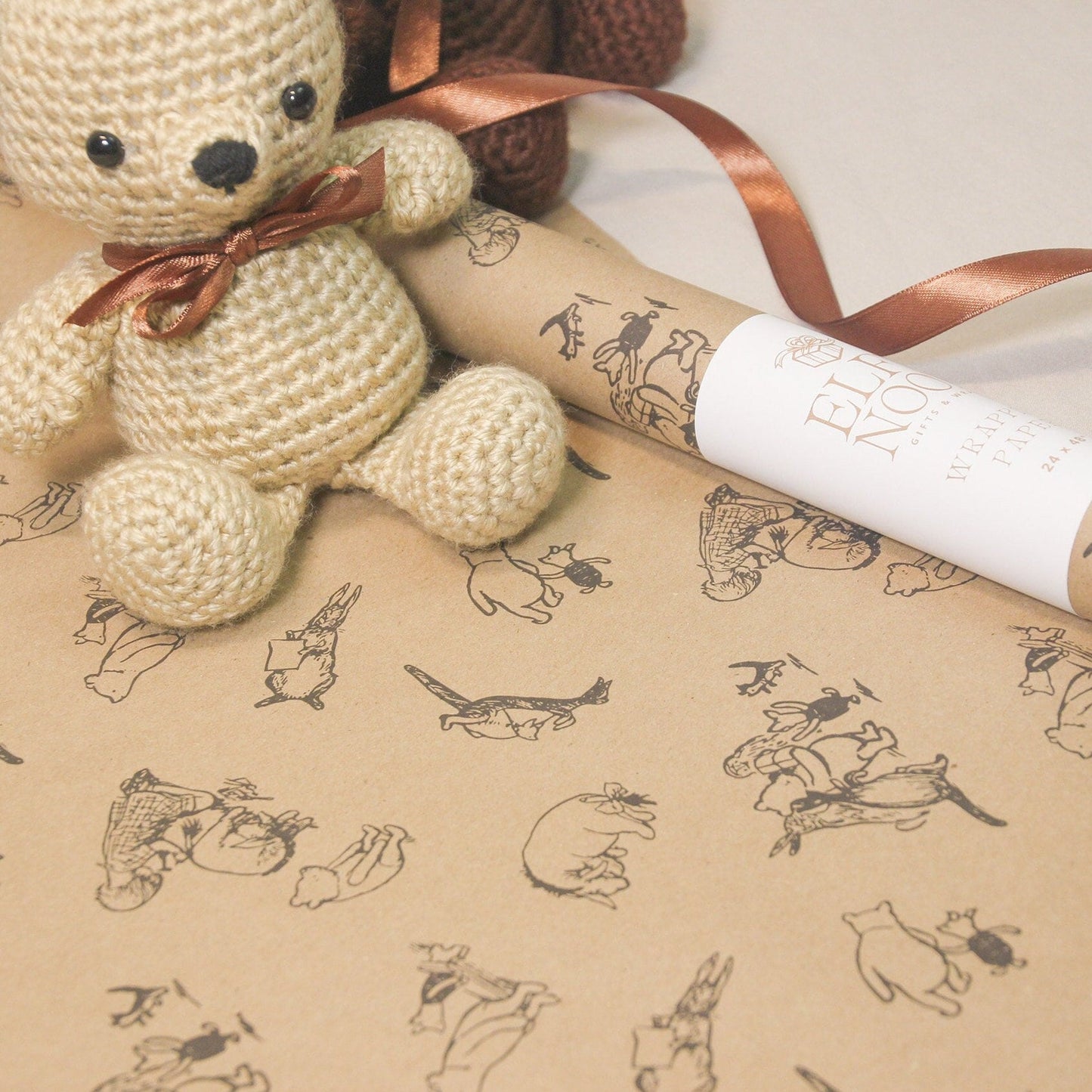 Winnie-the-Pooh Animal Friends Eco Gift Wrapping Paper Rolls | Vintage Classic Recycled Papers for Baby Shower Birthday Gift Wraps