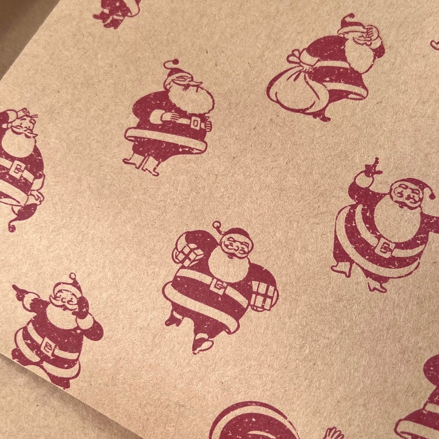 Cute Santa Eco Gift Wrapping Papers | Vintage Retro Recycled Paper Christmas Holiday Gift Wraps, Table Runners, Party Decorations