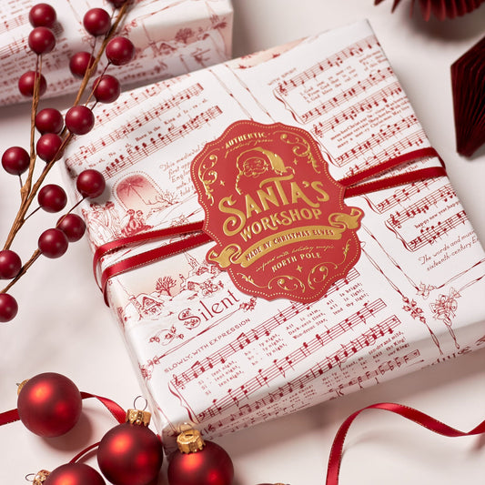 Santa's Workshop Gold Christmas Gift Stickers for Kids | Large Labels for Children's Presents by Santa Clause & Elves from North Pole