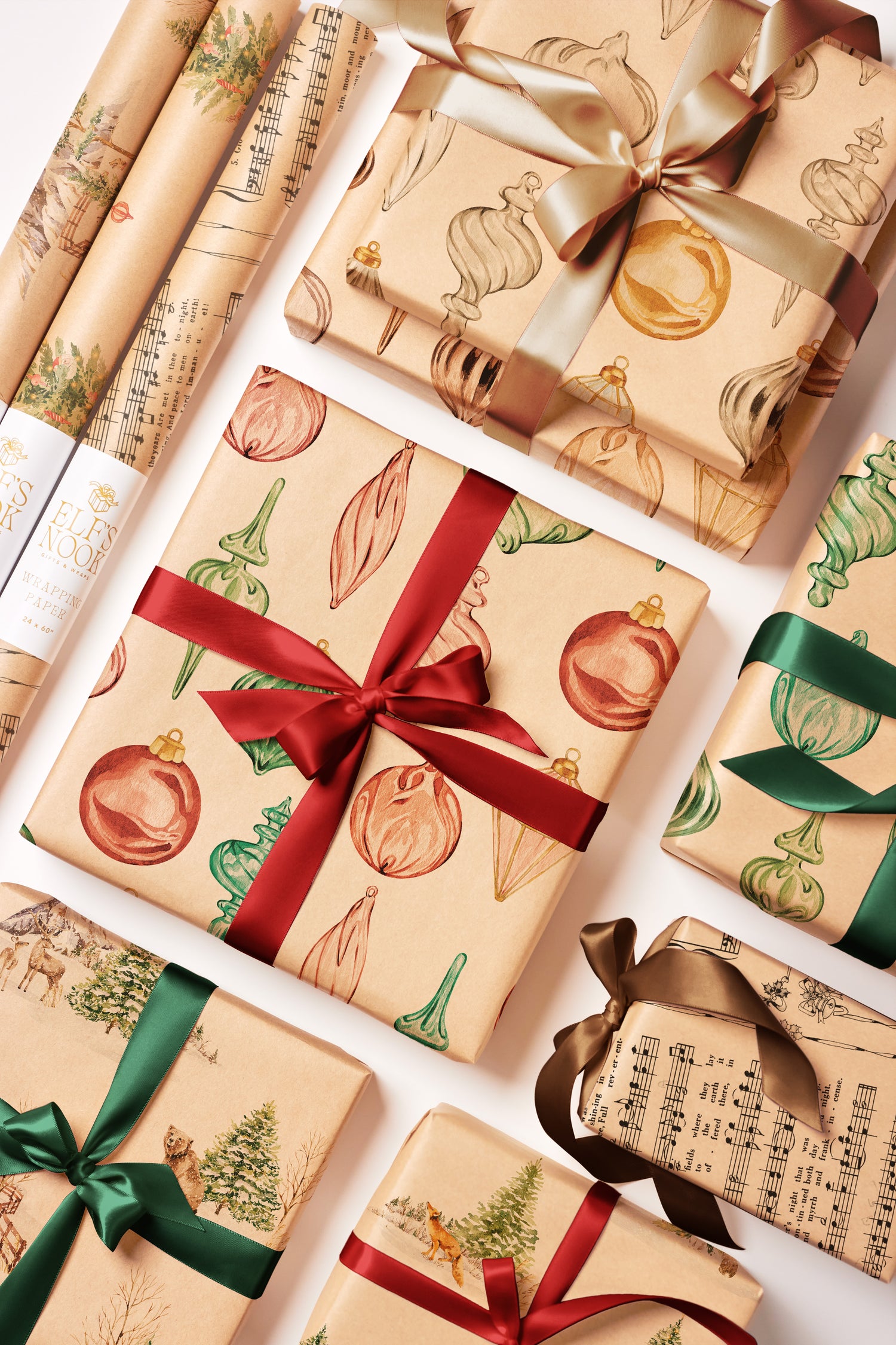 Christmas Wrapping Paper KRAFT Eco Friendly Forest Green Birthday