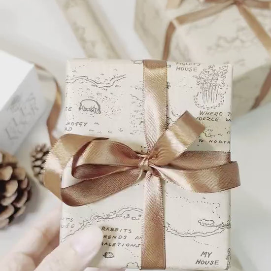 Pooh Vintage Map Eco Gift Wrapping Papers | Hundred Acre Wood Winnie-the-Pooh Recycled Kraft Brown Gift Wraps for Holiday, Christmas & Party