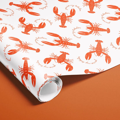 You're My Lobster Wrapping Paper Rolls | Crustacean Core Christmas Gift Wrap | Funny & Cute Nautical Ocean Theme Gift Wrap Rolls