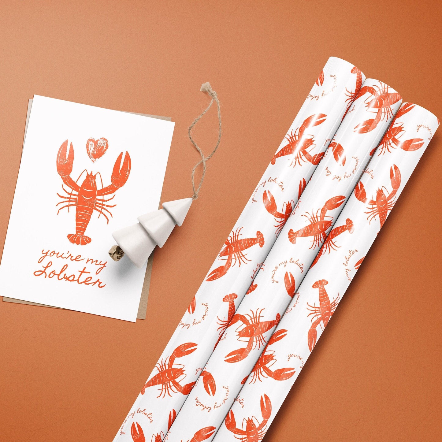 You're My Lobster Wrapping Paper Rolls | Crustacean Core Christmas Gift Wrap | Funny & Cute Nautical Ocean Theme Gift Wrap Rolls