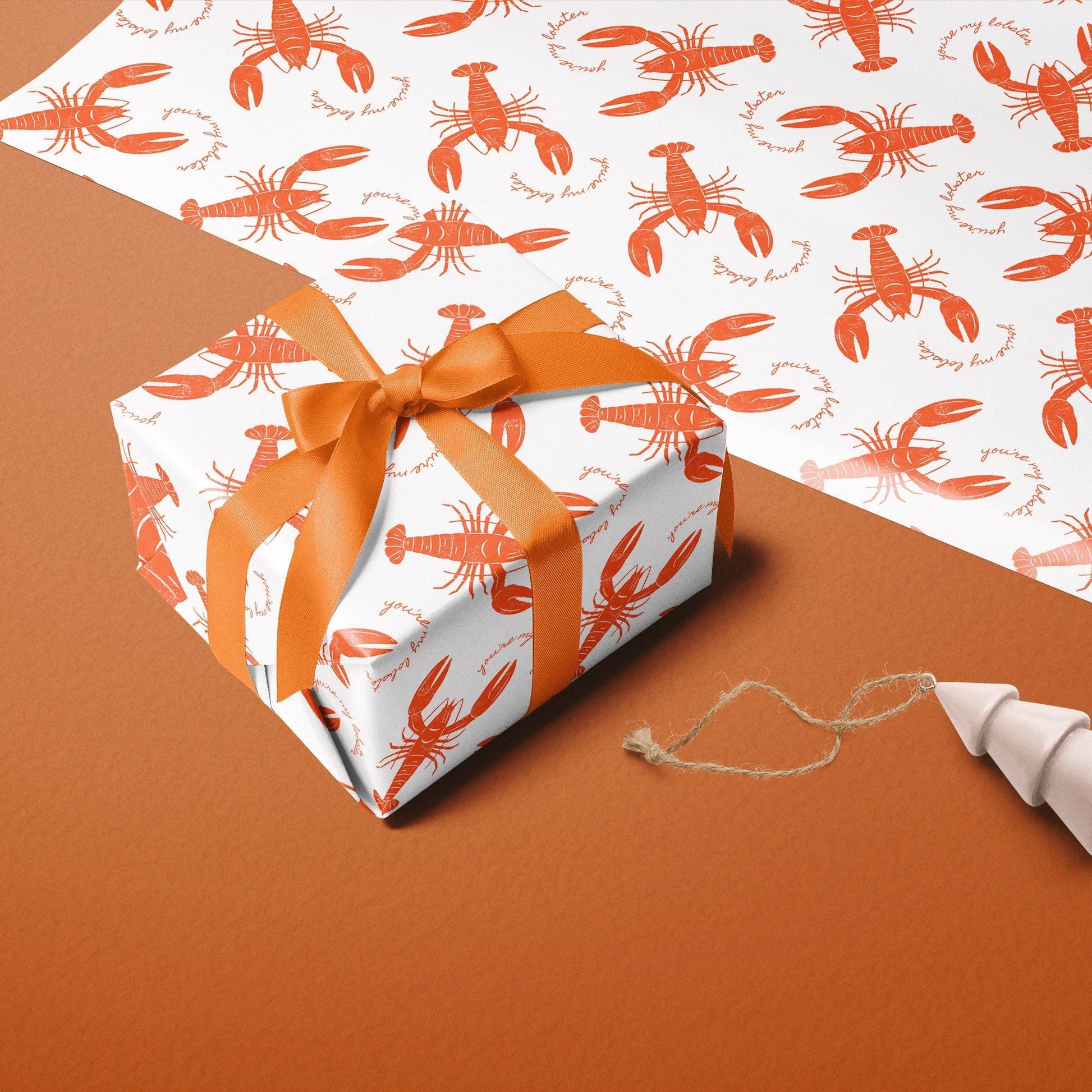 You're My Lobster Wrapping Paper Rolls | Crustacean Core Christmas Gift Wrap | Funny & Cute Nautical Ocean Theme Gift Wrap Rolls