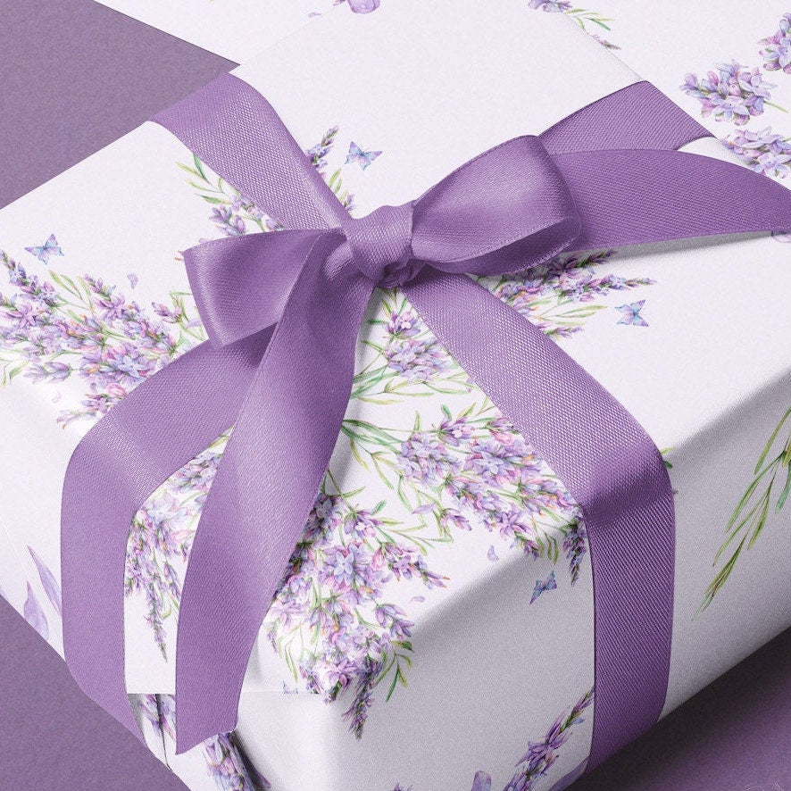 Lavender Snowflake Blossom Purple Wrapping Paper Rolls | Botanic Snowflake Gift Wrap Collection | Violet Purple Holiday Decoration