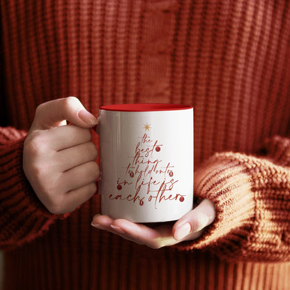 Christmas Lettering Red & Green Mug 11oz | Christmas Quote Tree Gift Mug Set | Secret Santa Gift for Friends, Family, Coworkers