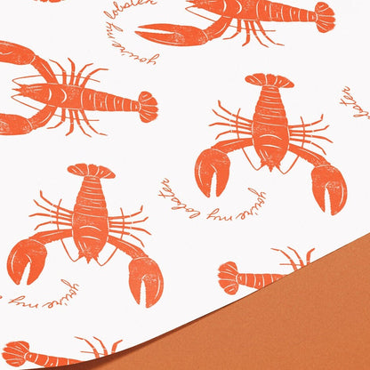 You're My Lobster Wrapping Paper Rolls | Crustacean Core Christmas Gift Wrap | Funny & Cute Nautical Ocean Theme Gift Wrap Rolls