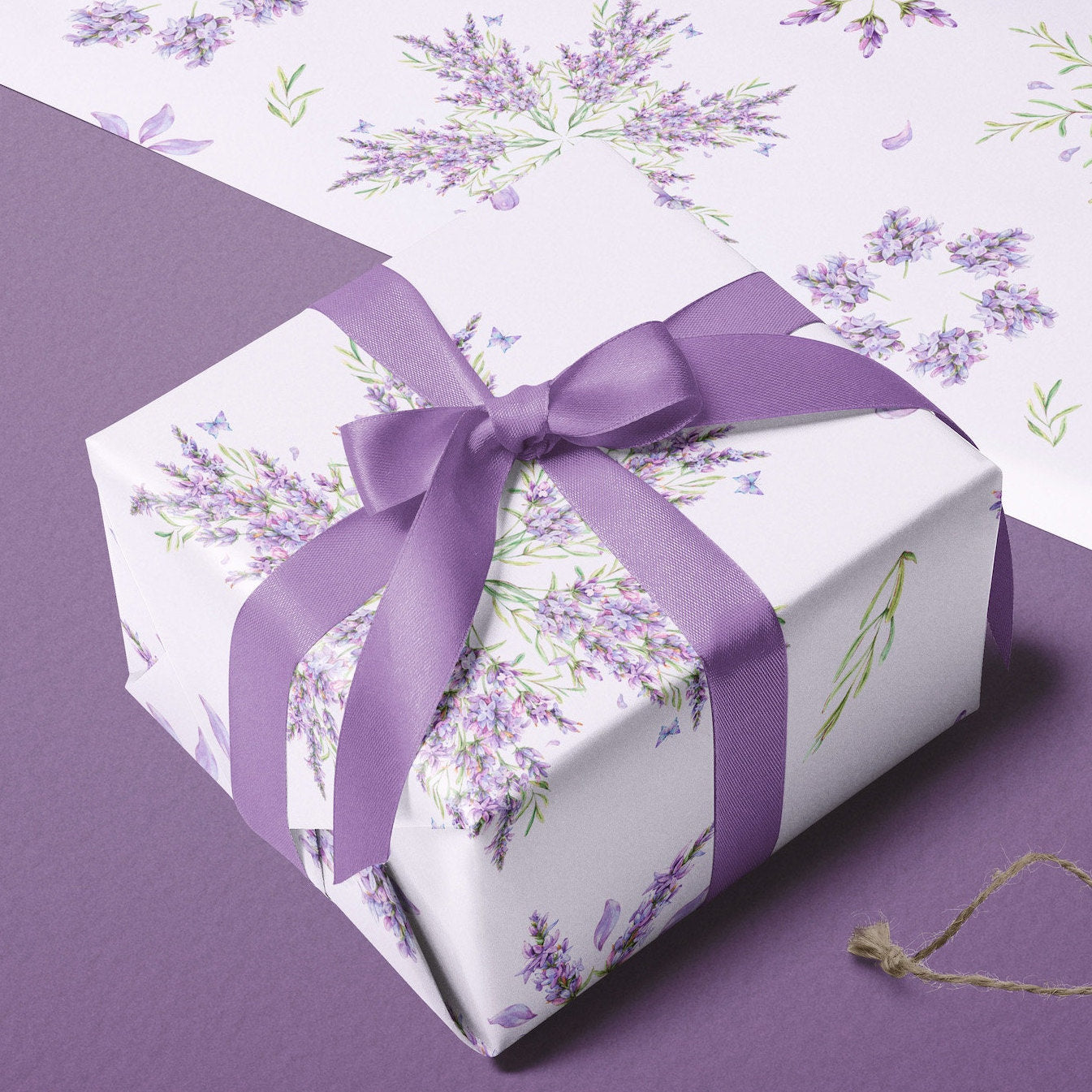 Lavender Purple Christmas Gift Wrapping Paper Rolls | Botanic Snowflake Gift Wrap Collection | Very Peri Purple Holiday Decoration