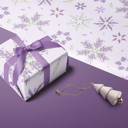 Lavender Purple Christmas Gift Wrapping Paper Rolls | Botanic Snowflake Gift Wrap Collection | Very Peri Purple Holiday Decoration