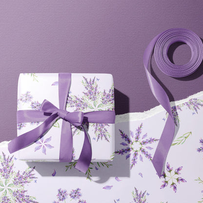 Lavender Purple Christmas Gift Wrapping Paper Rolls | Botanic Snowflake Gift Wrap Collection | Very Peri Purple Holiday Decoration