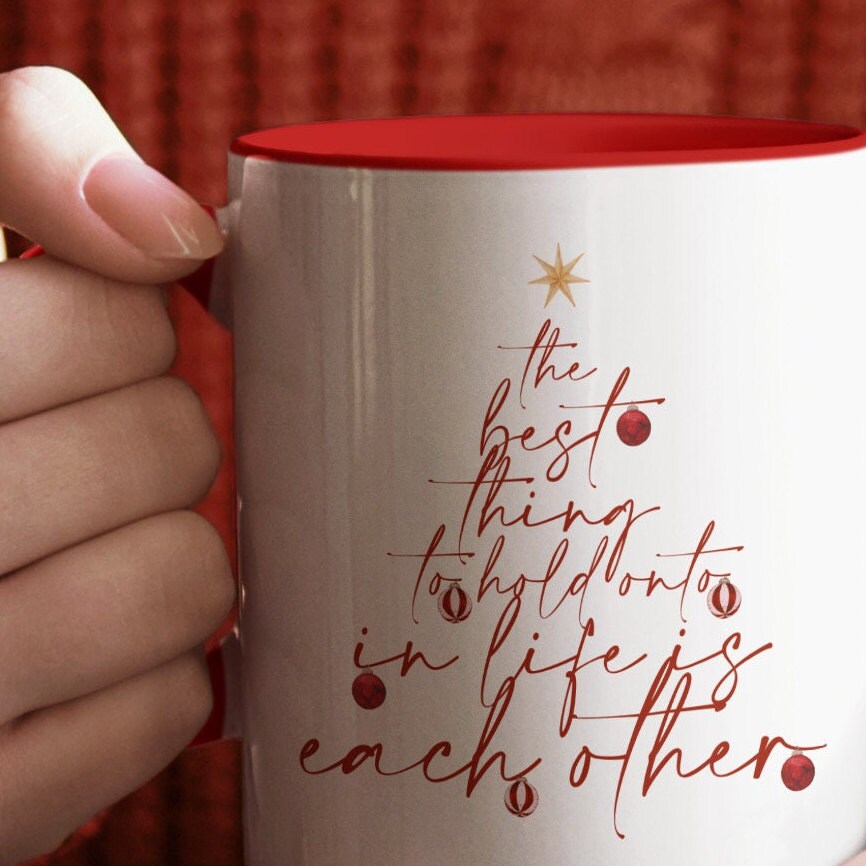 Christmas Lettering Red & Green Mug 11oz | Christmas Quote Tree Gift Mug Set | Secret Santa Gift for Friends, Family, Coworkers