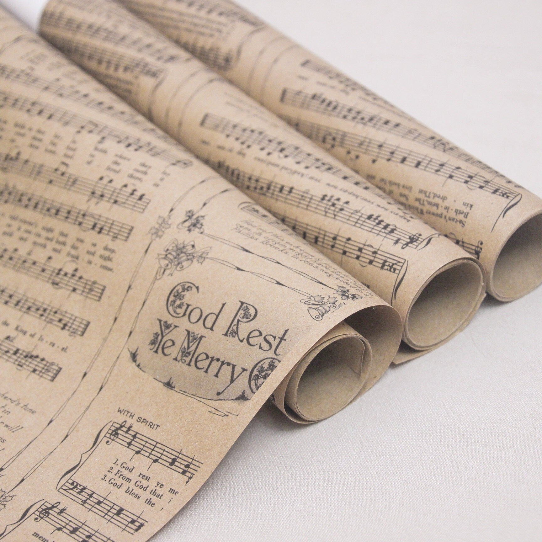 Christmas Carol Vintage Wrapping Paper Rolls | Music Sheets Eco Gift Wraps  for Church Choir, Musicians, Music Teachers, Orchestra & Band