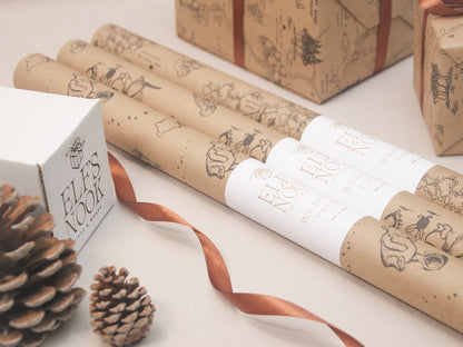 Pooh&Honey Eco Gift Wrapping Paper Rolls | Classic Winnie-the-Pooh Illustration Recycle Papers for Holiday and Kids Birthday Gift Wraps